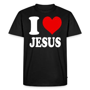 J’aime Jésus Jésus Religion Croyant Coeur Drôle - T-shirt Premium bio Homme - noir - Devant - Nico (187cm)