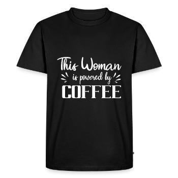 Maman propulsée par le café - T-shirt Premium bio Homme - noir - Devant - Nico (187cm)
