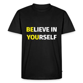 Believe In Yourself - Men's Premium Organic T-Shirt - black - Front - Nico (187cm)