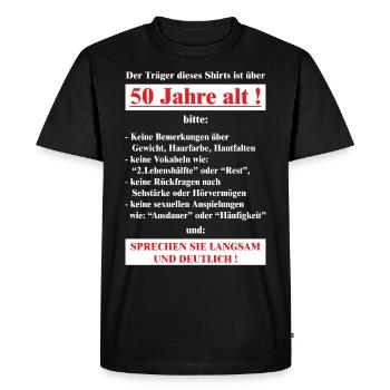 BD - Träger dieses Shirts ist 50 Jahre alt - - Männer Premium Bio T-Shirt - Schwarz - Vorne - Nico (187cm)