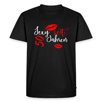 Sexy seit 50 Jahren - Männer Premium Bio T-Shirt - Schwarz - Vorne - Nico (187cm)