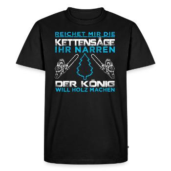 HOLZ KÖNIG - Männer Premium Bio T-Shirt - Schwarz - Vorne - Nico (187cm)