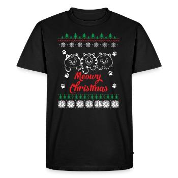 Ugly Christmas Sweater Meowy Christmas - Men's Premium Organic T-Shirt - black - Front - Nico (187cm)