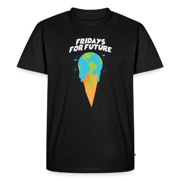 Vendredis pour le futur - Le monde fond comme une boule de glace - T-shirt Premium bio Homme - noir - Devant - Nico (187cm)