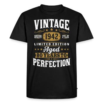 80 birthday Vintage born in 1942 - Men's Premium Organic T-Shirt - black - Front - Nico (187cm)