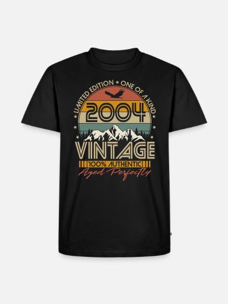 Vintage 2004 Vintage Birthday Retro Gift - Men's Premium Organic T-Shirt - black