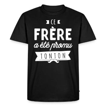Cadeau naissance - frère - T-shirt Premium bio Homme - noir - Devant - Nico (187cm)