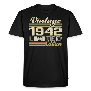 Anniversaire 82 Ans Millésime 1942 Cadeau 1942 - T-shirt Premium bio Homme - noir - Devant - Nico (187cm)