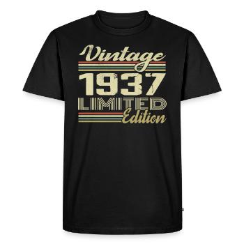 Anniversaire 87 Ans Millésime 1937 Cadeau 1937 - T-shirt Premium bio Homme - noir - Devant - Nico (187cm)
