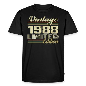 Anniversaire 36 Ans Millésime 1988 Cadeau 1988 - T-shirt Premium bio Homme - noir - Devant - Nico (187cm)