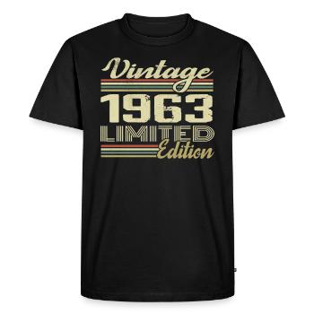 Anniversaire 61 Ans Millésime 1963 Cadeau 1963 - T-shirt Premium bio Homme - noir - Devant - Nico (187cm)