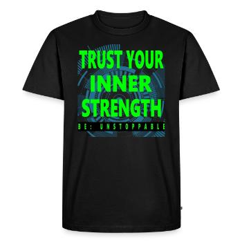 Trust Your Inner Strength – Motivation T-Shirt - Men's Premium Organic T-Shirt - black - Front - Nico (187cm)