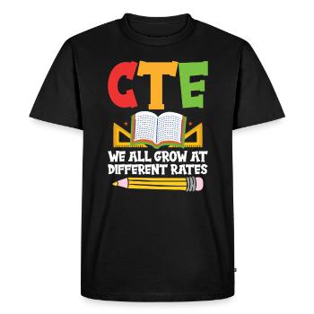 CTE – Nous grandissons tous à des vitesses différentes - T-shirt Premium bio Homme - noir - Devant - Nico (187cm)