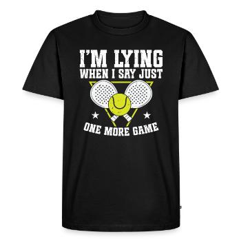 Je mens si je dis juste un match de plus - T-shirt Premium bio Homme - noir - Devant - Nico (187cm)