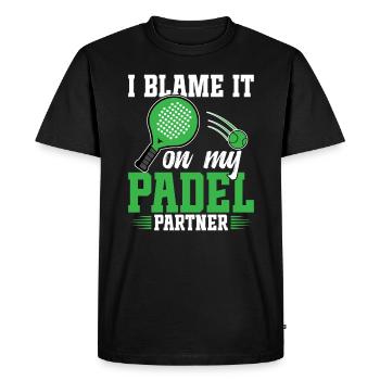 Je blâme mon partenaire de padel - T-shirt Premium bio Homme - noir - Devant - Nico (187cm)
