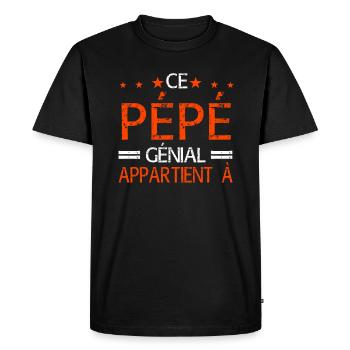 Ce Pépé Génial appartient à - T-shirt Premium bio Homme - noir - Devant - Nico (187cm)