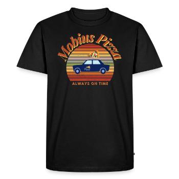 Mobius Pizza Always on time - Men's Premium Organic T-Shirt - black - Front - Nico (187cm)