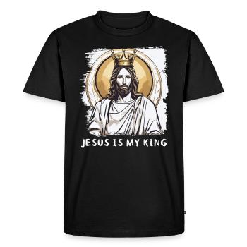 Jésus est mon roi Jésus Paroles - T-shirt Premium bio Homme - noir - Devant - Nico (187cm)