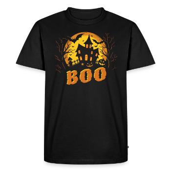 Maison hantée d’Halloween - Effrayant - Boo - T-shirt Premium bio Homme - noir - Devant - Nico (187cm)