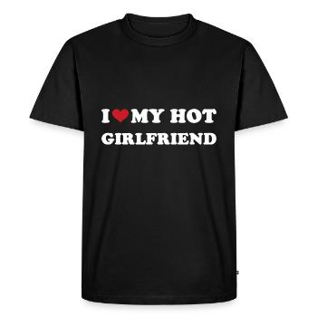 Je coeur ma petite amie chaude - T-shirt Premium bio Homme - noir - Devant - Nico (187cm)