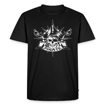 Pirate pirate head buccaneer eye patch gift - Men's Premium Organic T-Shirt - black - Front - Nico (187cm)