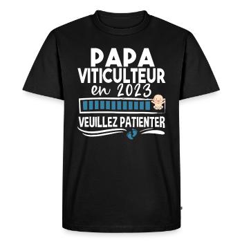 Papa Viticulteur 2023 Viticulture Métier Humour - T-shirt Premium bio Homme - noir - Devant - Nico (187cm)