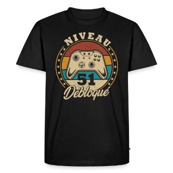Niveau 51 débloque - T-shirt Premium bio Homme - noir - Devant - Nico (187cm)