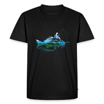 Pêcheur à la ligne avec canne à pêche pêche vacances cadeau pour - T-shirt Premium bio Homme - noir - Devant - Nico (187cm)