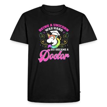 Mrs. Doctor Degree Ph.D. Funny Gift - Men's Premium Organic T-Shirt - black - Front - Nico (187cm)
