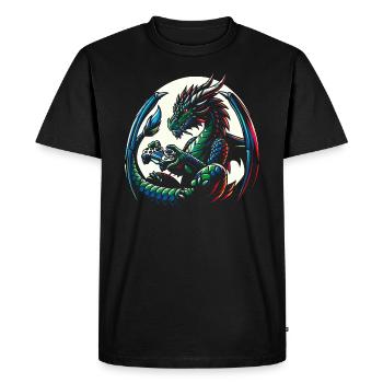 Dragon spelar tv-spel - Ekologisk premium-T-shirt herr - svart - Fram - Nico (187cm)