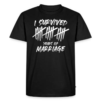 J’ai survécu à 15 ans de mariage drôle - T-shirt Premium bio Homme - noir - Devant - Nico (187cm)
