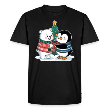 Polar Bear Penguin Christmas North Pole South Pole Visit - Men's Premium Organic T-Shirt - black - Front - Nico (187cm)