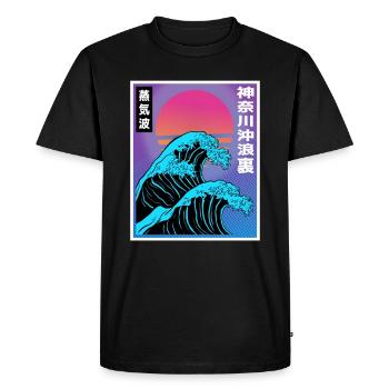 Vaporwave esthétique grande vague Japon Style Art - T-shirt Premium bio Homme - noir - Devant - Nico (187cm)