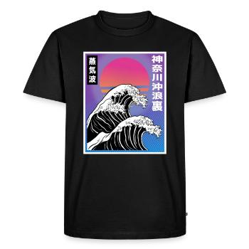 Vaporwave Synthwave Retro Big Wave Japan Style Art - T-shirt Premium bio Homme - noir - Devant - Nico (187cm)