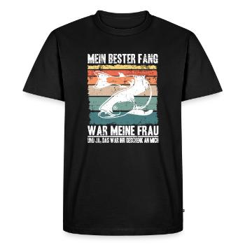 Mein bester Fang Lustig Spruch Angler Angeln Papa - Männer Premium Bio T-Shirt - Schwarz - Vorne - Nico (187cm)