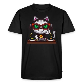 Cat Glasses Platine DJ Disco Club Vie nocturne - T-shirt Premium bio Homme - noir - Devant - Nico (187cm)