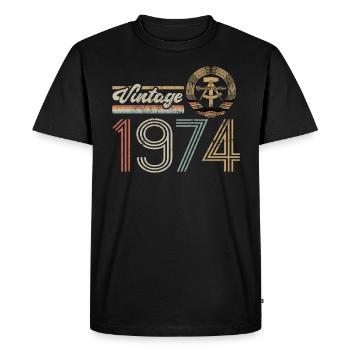 Édition Limitée Vintage, RDA, 1974 Anniversaire - T-shirt Premium bio Homme - noir - Devant - Nico (187cm)