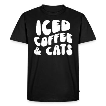 Iced Coffee & Cats Lover - Men's Premium Organic T-Shirt - black - Front - Nico (187cm)