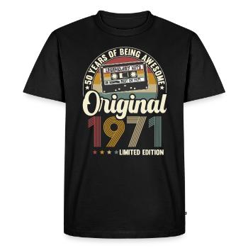 Millésime 1971 Rétro Vintage 50 anniversaire - T-shirt Premium bio Homme - noir - Devant - Nico (187cm)