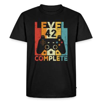 Level 42 Complete Birthday 42 Years Man Woman - Men's Premium Organic T-Shirt - black - Front - Nico (187cm)