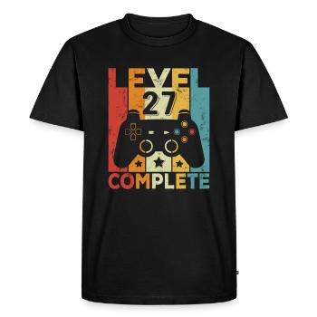 Niveau 27 Anniversaire complet 27 ans Homme Femme - T-shirt Premium bio Homme - noir - Devant - Nico (187cm)
