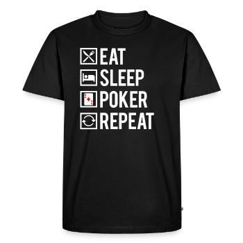 Eat Sleep Poker Repeat Jeu De Cartes Humour - T-shirt Premium bio Homme - noir - Devant - Nico (187cm)