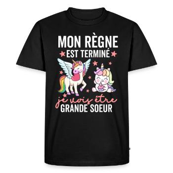 annonce grossesse futur Grande Soeur - T-shirt Premium bio Homme - noir - Devant - Nico (187cm)