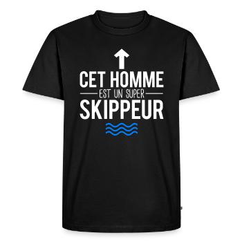 Cet homme est un super skipper capitaine bateau - T-shirt Premium bio Homme - noir - Devant - Nico (187cm)