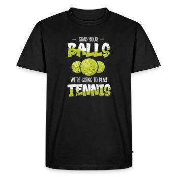 Joueur de tennis présent Tennis Club Coach Sport - T-shirt Premium bio Homme - noir - Devant - Nico (187cm)