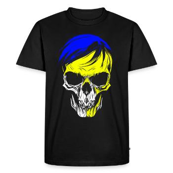 Blue Yellow White - Jena Colors Skull - Men's Premium Organic T-Shirt - black - Front - Nico (187cm)