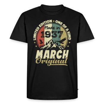March 1937 Birthday Gift Limited Edition - Men's Premium Organic T-Shirt - black - Front - Nico (187cm)