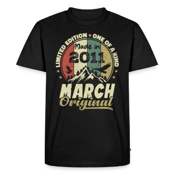 Cadeau D'anniversaire Mars 2011 Édition Limitée - T-shirt Premium bio Homme - noir - Devant - Nico (187cm)