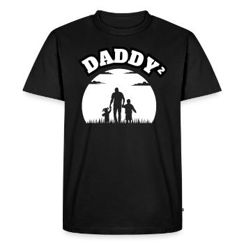 Daddy² 2 Enfants Garçon Et Fille Blanc - T-shirt Premium bio Homme - noir - Devant - Nico (187cm)