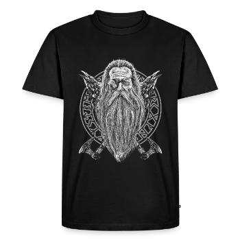 ODIN WITH HUGIN AND MUNIN A ROUND CIRCLE - Men's Premium Organic T-Shirt - black - Front - Nico (187cm)